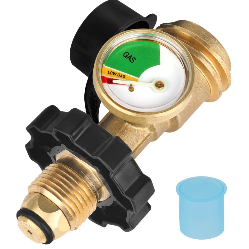 Aekops 100 lb Propane Tank Gauge Adapter, Propane Gauge for 100 lb Propane Tank, Universal Fit Pol to Qcc1 Propane Tank Adapter Converts Pol to Qcc1 - Old to New Connection Type, Solid Brass (1PC) - Image 1