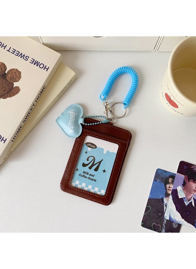 NIBEMINENT 1 - Piece Elastic Rope PU Kpop Photo Card Holder Pendant Key Chain ID Badge Holder ID Card Holder Photo Card Protector for School ID Office ID Access Card for Women Girls  - Image 1