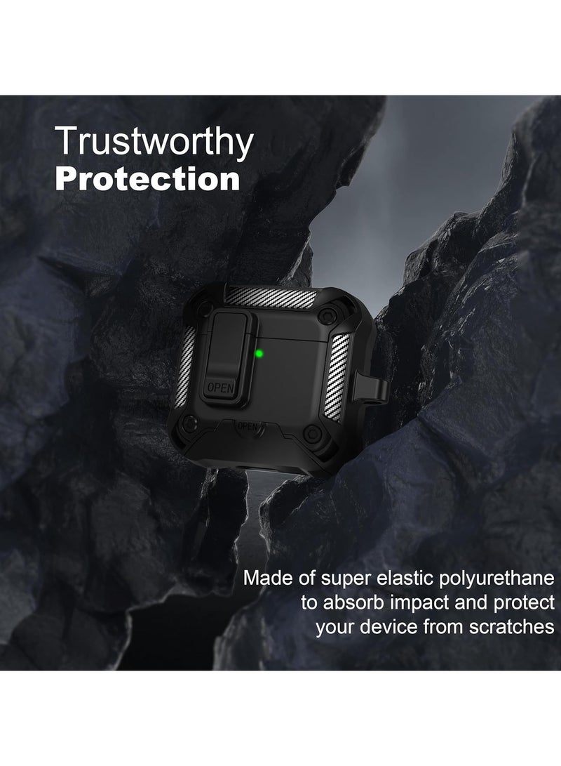 for AirPods 4th Generation Protective Case, One-Touch Opening Function Headphone Case with Phone Holder Function,  Drop Protection, Cleaning Kit Included,  Black - Image 5