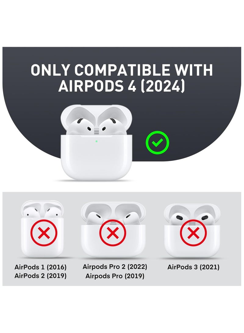 for AirPods 4th Generation Protective Case, One-Touch Opening Function Headphone Case with Phone Holder Function,  Drop Protection, Cleaning Kit Included,  Black - Image 2