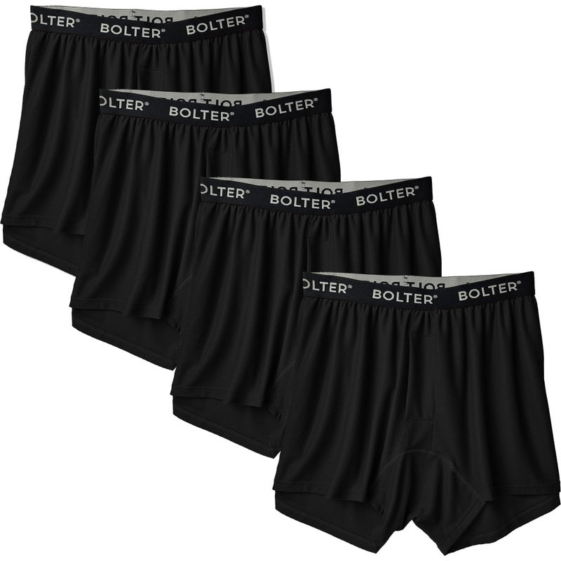 Bolter Mens 4 Pack Performance Boxers Shorts Small 4PK Black