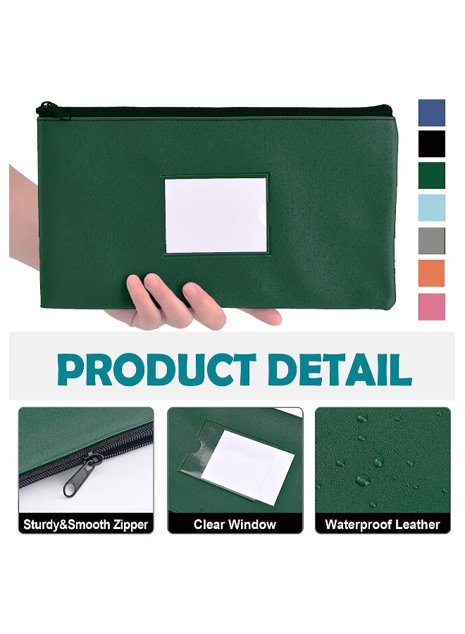 Money Coin Checks Bag Pouch Organizer Receipt Holder Utility Wallet, Money Bag for Cash, Heavy Duty Leatherette Security Zipper Wallet with Zipper Clear Window, 4 Pcs - Image 2