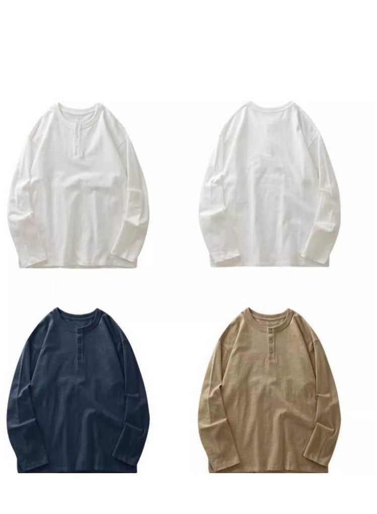 Men's Pure Cotton Long Sleeved 400G Heavyweight T-Shirt Sweatshirt - Image 2