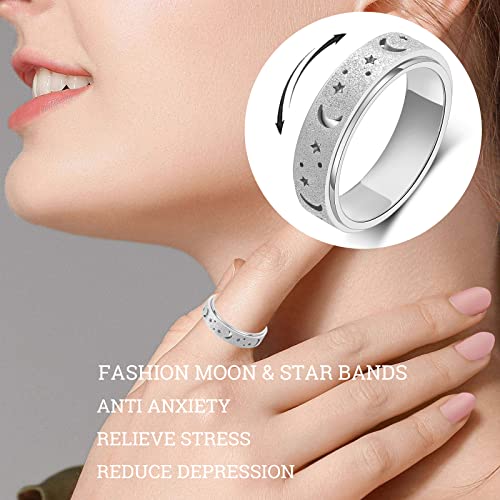 OreilleStar Anxiety Ring for Women Spinner Ring Fidget Ring Stainless Steel Fidget Toys Adults Spinner Rings Fidget Ring Men Silver Size 10 - Image 5