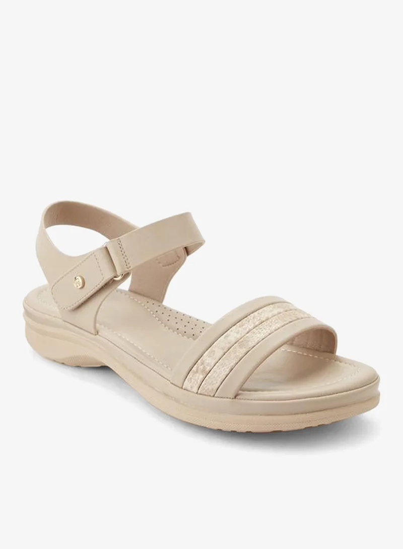 Flora Bella By Shoexpress NUDE Flora Bella Women Textured Hook & Loop Sandals for Women | Best Price UAE