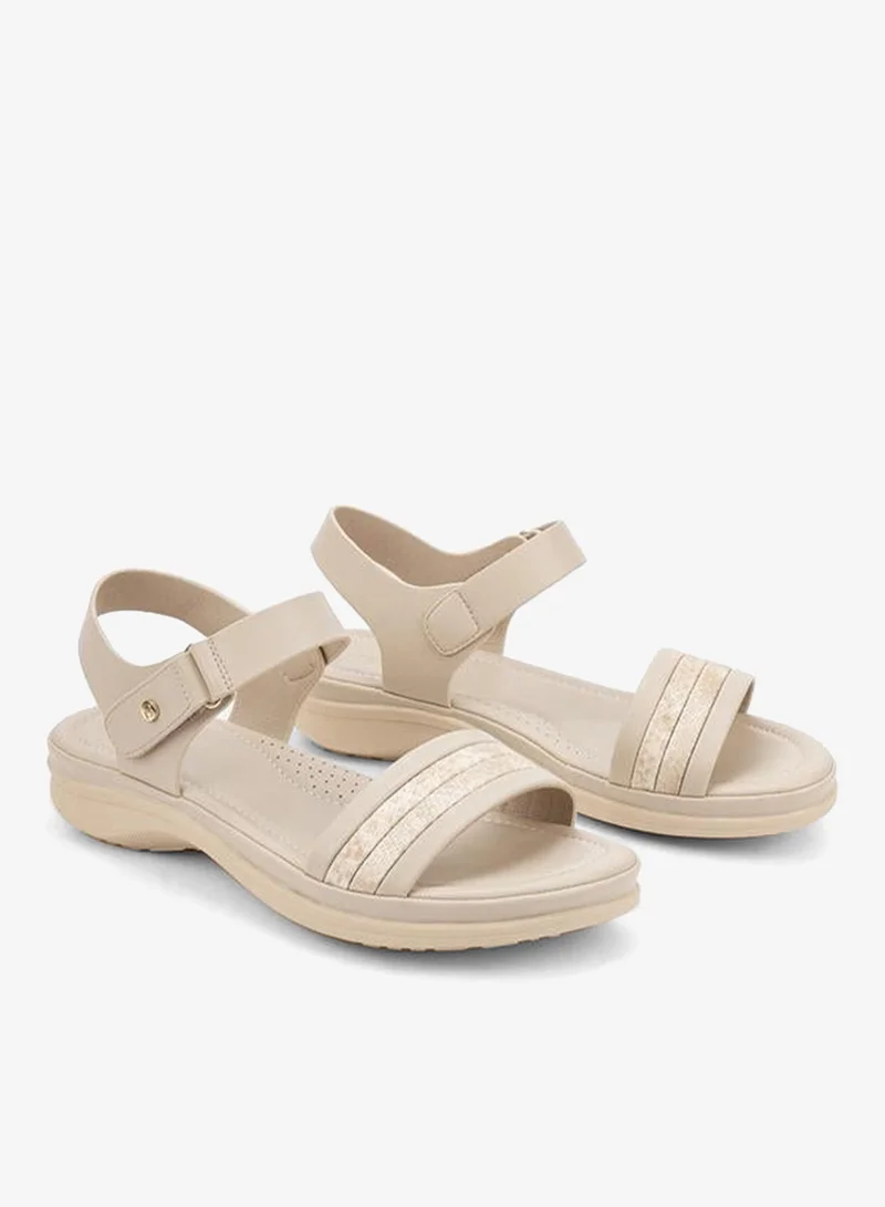 Flora Bella By Shoexpress NUDE Flora Bella Women Textured Hook & Loop Sandals for Women | Best Price UAE