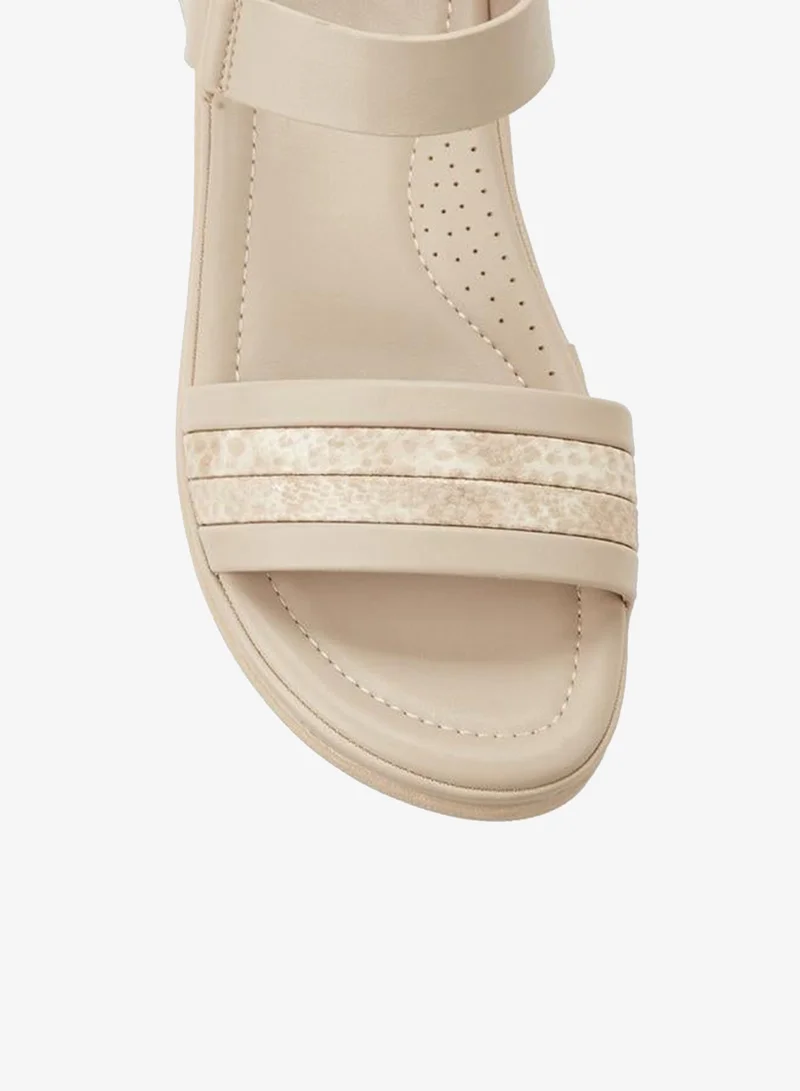 Flora Bella By Shoexpress NUDE Flora Bella Women Textured Hook & Loop Sandals for Women | Best Price UAE