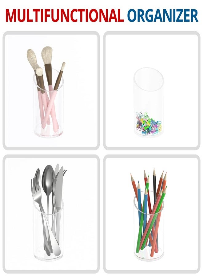 KOTEMON Pen Holder for Desk Organizer, Acrylic Makeup Brush Organizer Sanitizer Holder Pen and Pencil Holder for Office, Home, School, Clear - Image 4
