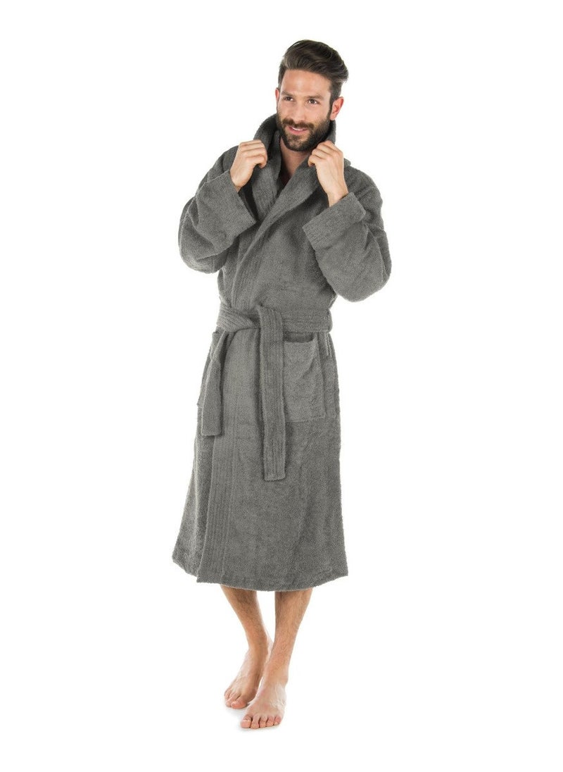 White Rose Grey Color Unisex Hotel Spa Terry Bathrobe 100% Cotton Dressing Bathrobe XL Size Nightwear  - Image 1