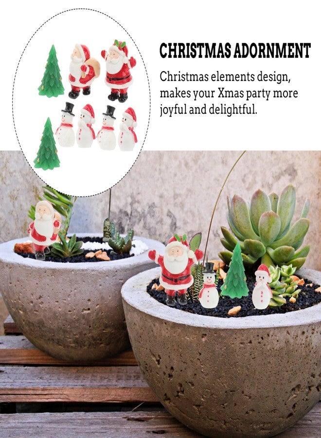 أموسفون مجموعة أموسفن من 8 مجسمات مصغرة لعيد الميلاد، مصنوعة من الراتنج، تتضمن بابا نويل ورجل الثلج وشجرة عيد الميلاد، مثالية لتزيين حديقة الجنيات وبيت الدمى، هدايا للحفلات، مقاس 1.6 بوصة - Image 3