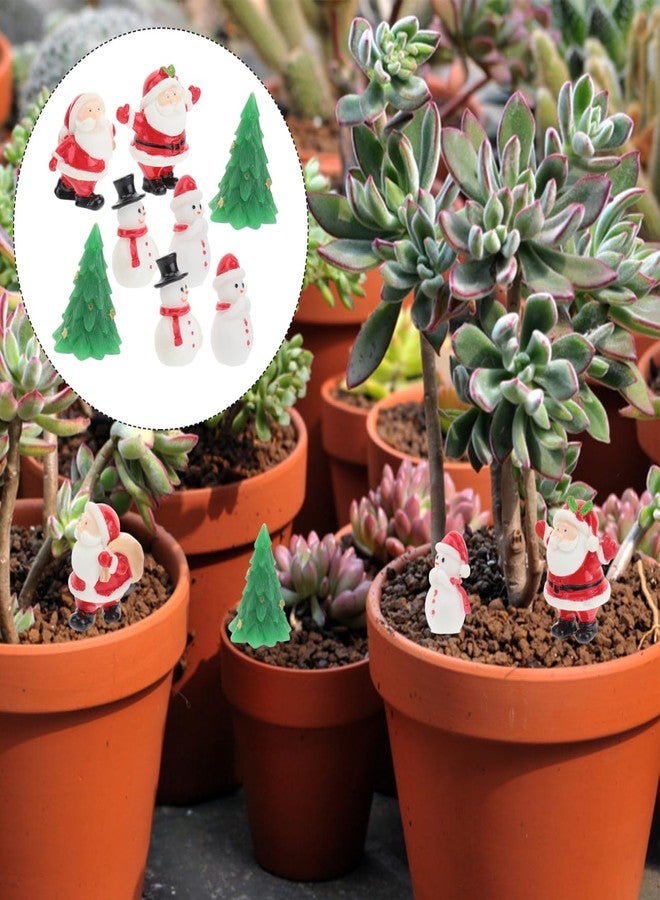 أموسفون مجموعة أموسفن من 8 مجسمات مصغرة لعيد الميلاد، مصنوعة من الراتنج، تتضمن بابا نويل ورجل الثلج وشجرة عيد الميلاد، مثالية لتزيين حديقة الجنيات وبيت الدمى، هدايا للحفلات، مقاس 1.6 بوصة - Image 4