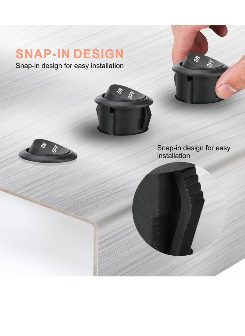 10 Pcs Round Rocker Switch ON/Off 2Pin KCD1 Mini Round Toggle Switch SPST with 10cm Wires Pre-Wired. (10PCS)