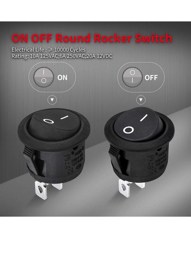 Generic 10 Pcs Round Rocker Switch ON/Off 2Pin KCD1 Mini Round Toggle Switch SPST with 10cm Wires Pre-Wired. (10PCS)  - Image 4