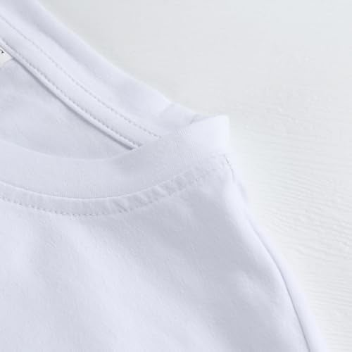 PRIMODA Women's Oversized Workout White Cropped T Shirts Crew Neck Short Sleeve Casual Loose Summer Crop Tee Tops Cotton, S - Image 4