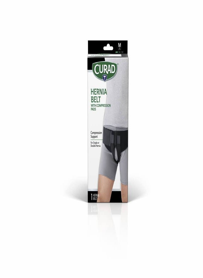 CURAD Hernia Belt with Compression Pads, Black, Medium - Image 1