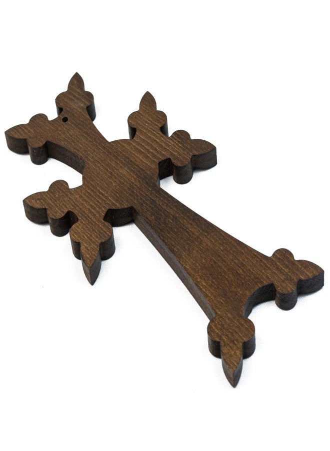 HandCraftoria صليب حائط خشبي مصنوع يدويًا من خشب الجوز من هاند كرافتوريا، يحمل رمز الخلود، صليب أرمني أسود - Image 3