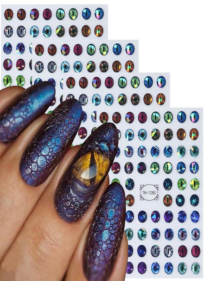 Vezocim Dinosaur Eyes Nail Art Stickers Decals, 3D Lizard Eyes Nail Self-Adhesive Sticker Designs Demon Eyes Glitter Nail Transfer Decal Acrylic Supplies Decorations for Women Girls Manicure Art Tips - Image 1