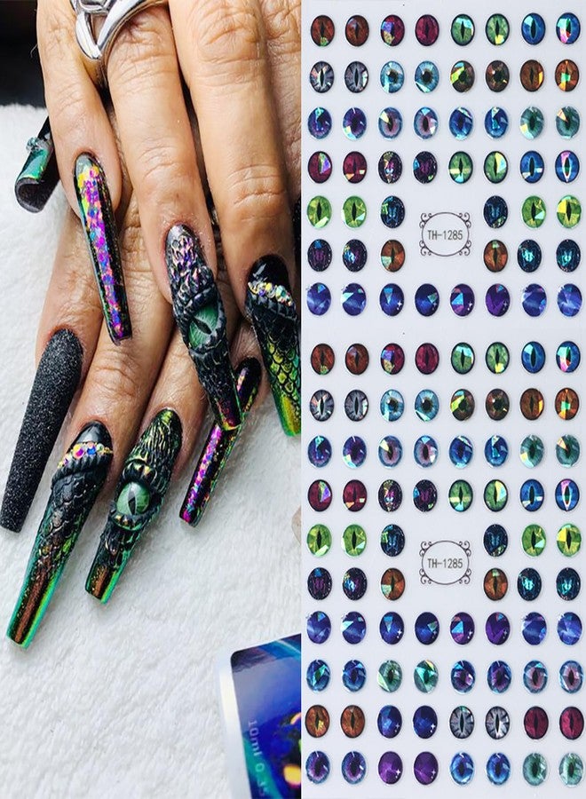 Vezocim Dinosaur Eyes Nail Art Stickers Decals, 3D Lizard Eyes Nail Self-Adhesive Sticker Designs Demon Eyes Glitter Nail Transfer Decal Acrylic Supplies Decorations for Women Girls Manicure Art Tips - Image 5
