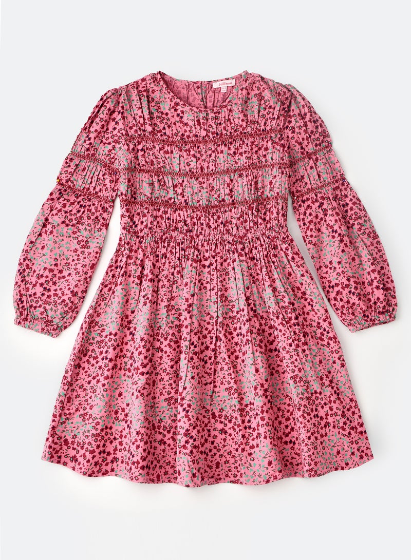 Jelliene فستان بناتي مطبوع بالكامل 100% فيسكوز، فستان ناعم وانسيابي للفتيات - Image 1