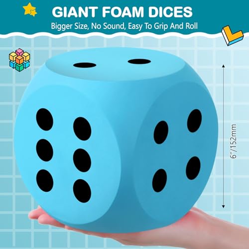 Shappy 6 Inches Foam Dice Fun Filled Large Educational Toy Kawaii Giant Dice Decorative Eva Foam Jumbo Cube Big Square Building Blocks for Game Nights Learning SessionsSky Blue1 Pc - Image 5