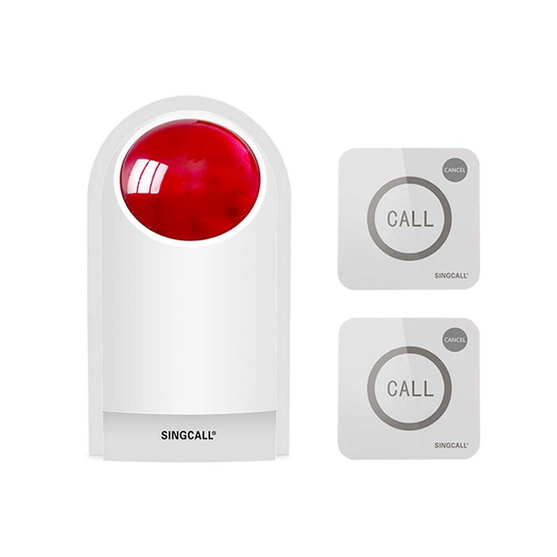 Generic SINGCALL Remote Emergency Strobe Siren Alarm Kit Waterproof Outdoor Loud Panic Sos Warning System for Business Home Shop Hotel School 300ft 1 Red Flashing Siren+ 2 Call Buttons  - Image 1