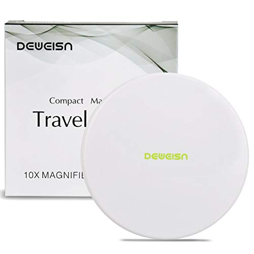 deweisn Magnifying Compact Cosmetic Mirror Elegant Compact Pocket Makeup Mirror, Handheld Travel Makeup Mirror with Powerful 10x Magnification and 1x True View Mirror for Travel or Your Purse - Image 1