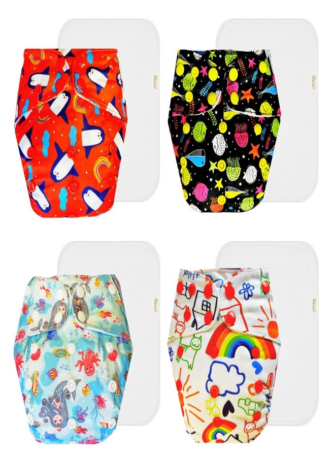 Dumbledo Premium Cloth Diaper with Cotton Insert (Pack of 4) | Snug Fit | Leakproof | Quick Dry | Designed by Moms | 3 Months - 3 Years | Unisex Baby - Image 1