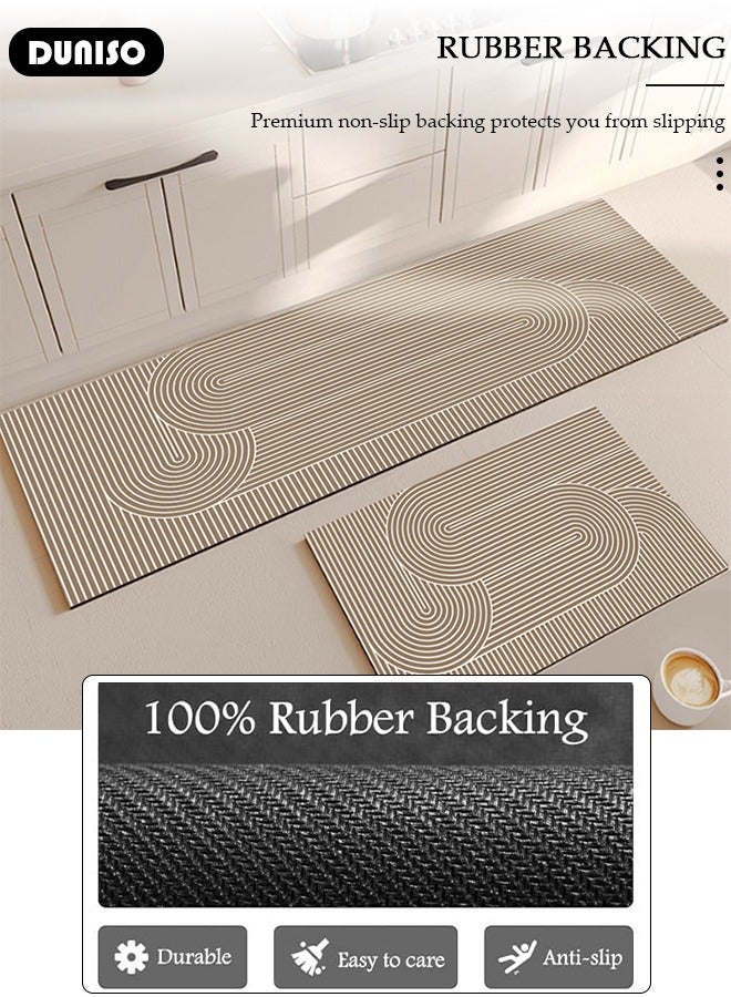 DUNISO طقم سجادات ومشايات مطبخ 2 قطعة، سجادة وقوف ثقيلة غير قابلة للانزلاق، سجادة أرضية سريعة الجفاف من طين الدياتوم، سجادات أرضية فائقة النعومة وامتصاص للمطبخ، الحمام، المكتب، وغسيل الملابس (40*60 سم + 40*120 سم) - Image 2