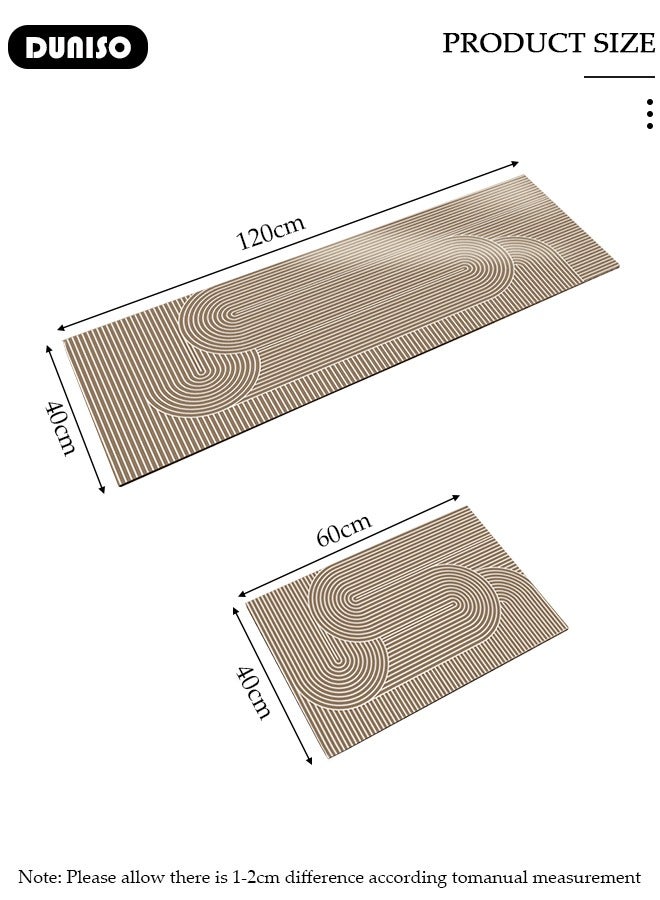 DUNISO طقم سجادات ومشايات مطبخ 2 قطعة، سجادة وقوف ثقيلة غير قابلة للانزلاق، سجادة أرضية سريعة الجفاف من طين الدياتوم، سجادات أرضية فائقة النعومة وامتصاص للمطبخ، الحمام، المكتب، وغسيل الملابس (40*60 سم + 40*120 سم) - Image 4