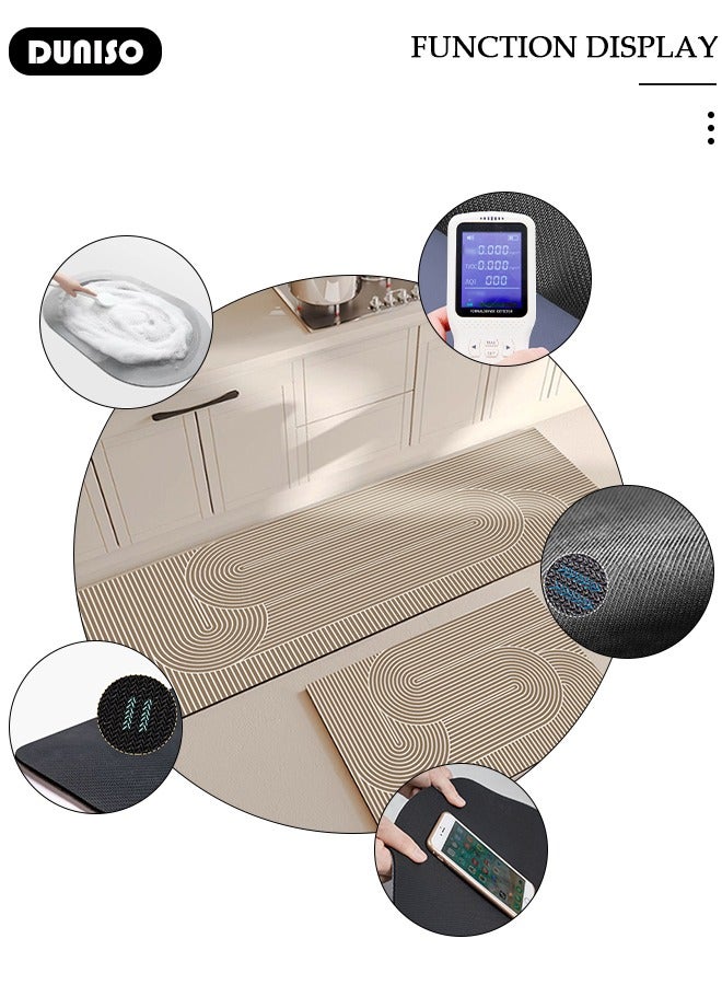 DUNISO طقم سجادات ومشايات مطبخ 2 قطعة، سجادة وقوف ثقيلة غير قابلة للانزلاق، سجادة أرضية سريعة الجفاف من طين الدياتوم، سجادات أرضية فائقة النعومة وامتصاص للمطبخ، الحمام، المكتب، وغسيل الملابس (40*60 سم + 40*120 سم) - Image 5