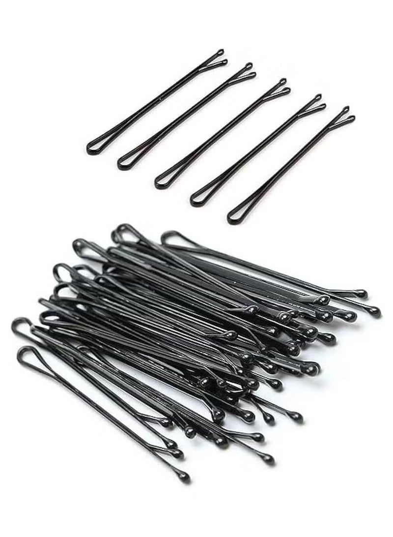 مجموعة من 100 دبوس شعر ، دبابيس شعر سوداء  للكعكات، مشبك شعر فاخر للفتيات والنساء ، رائع لجميع أنواع الشعر - Image 1