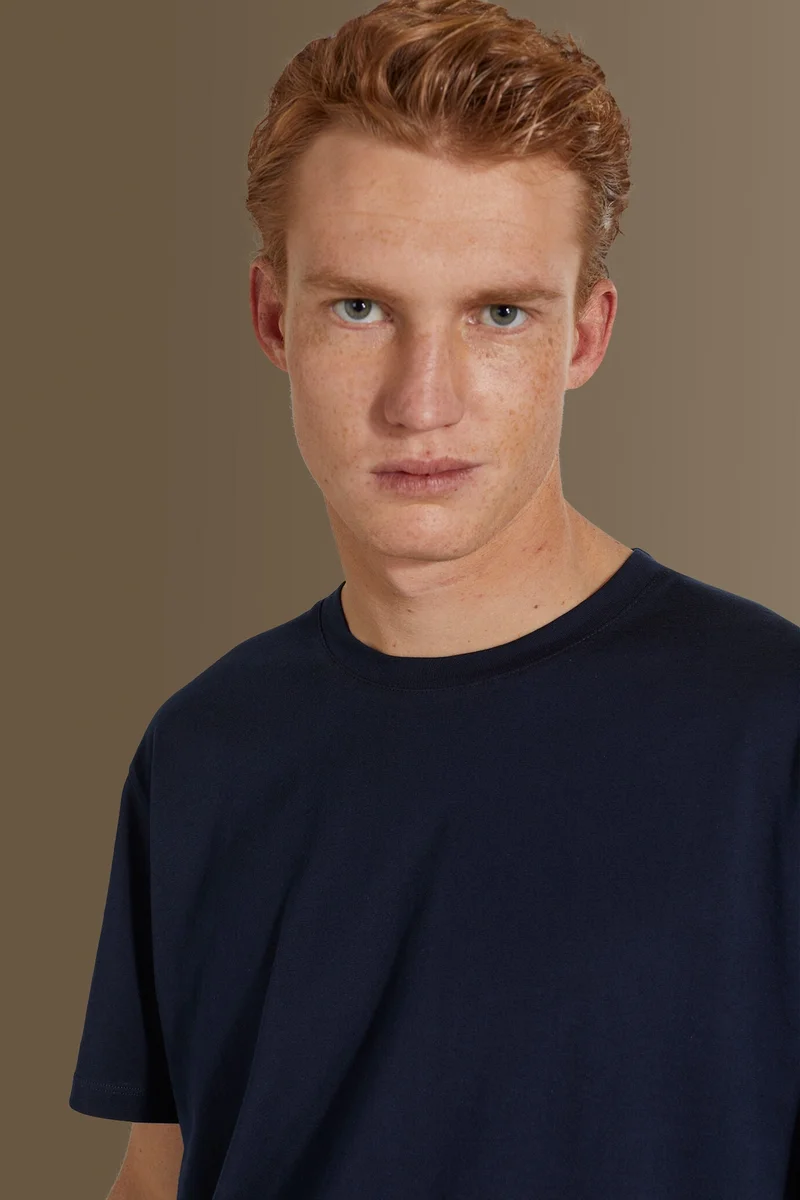 Doppelganger Blue T-shirt 100% pure supima cotton - DK Blue for Men | Best Price UAE