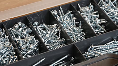 Massca Wood Screws Assortment Kit - Pocket Hole Screws with Plastic Storage Box, 500 Set Screw Assortment Kit Heavy Duty, Fine Thread, Zinc Plated Set Screws for Woodworking, Varying Lengths - Image 5