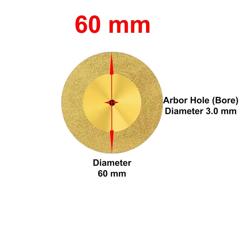 60mm 20Pcs Titanium Coated Diamond Cutting Wheels with 3mm Mandrels for Rotary Tool Glass Ceramics DIY - Image 3