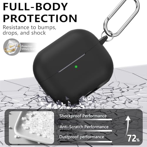 Meyaar Case Compatible with Samsung Galaxy Buds3 Pro/Galaxy Buds 3 with Keychain, Cute Cartoon Silicone Shockproof Protective Case for Men Women (Black) - Image 3