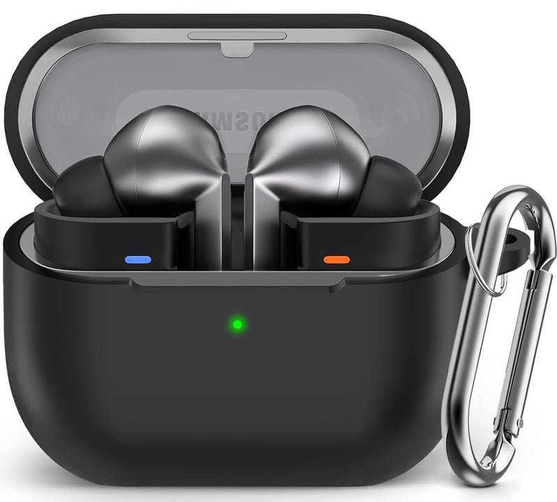 Meyaar Case Compatible with Samsung Galaxy Buds3 Pro/Galaxy Buds 3 with Keychain, Cute Cartoon Silicone Shockproof Protective Case for Men Women (Black) - Image 1