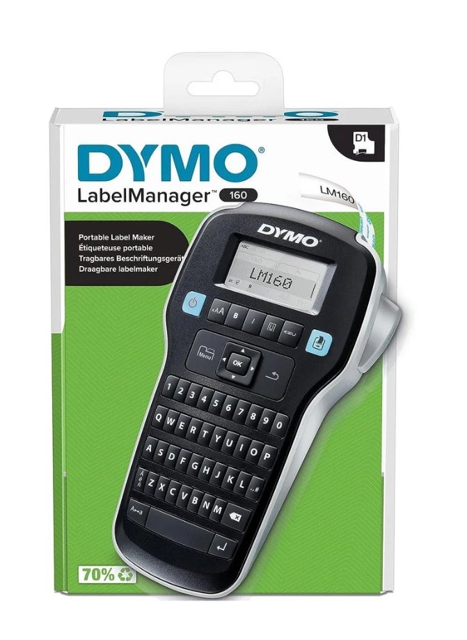 Dymo - Dymo LabelManager 160 Label Maker | Handheld Label Printer with QWERTY Keyboard | Includes Black & White D1 Label Tape (12mm) | for Home & Office - Image 1