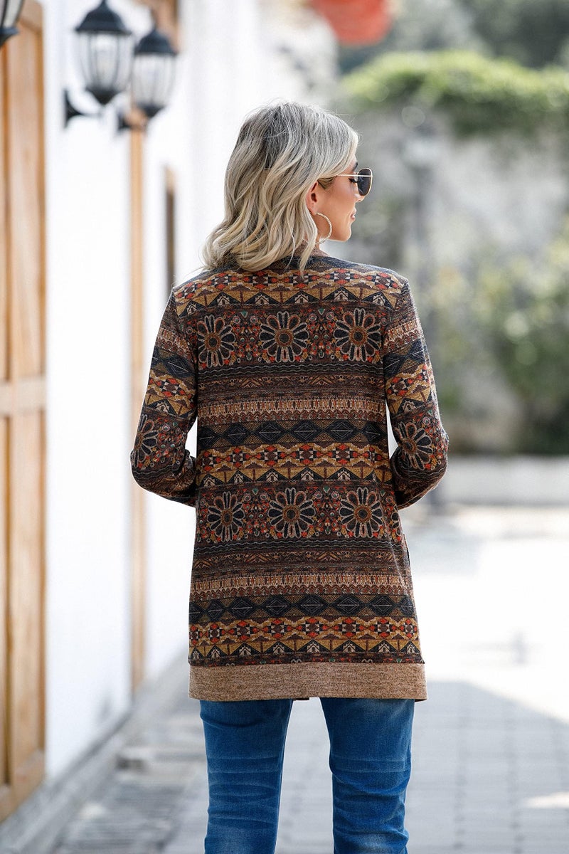 GRECERELLE Women's Floral Print Lightweight Long Sleeve Button Down Open Front Knit Pocket Casual Warm Cardigan - Image 5