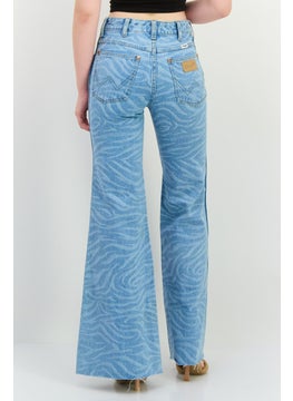 Wrangler Women Regular Fit Mid Rise Wide Leg No Stretch Jeans, Light Blue  - Image 3