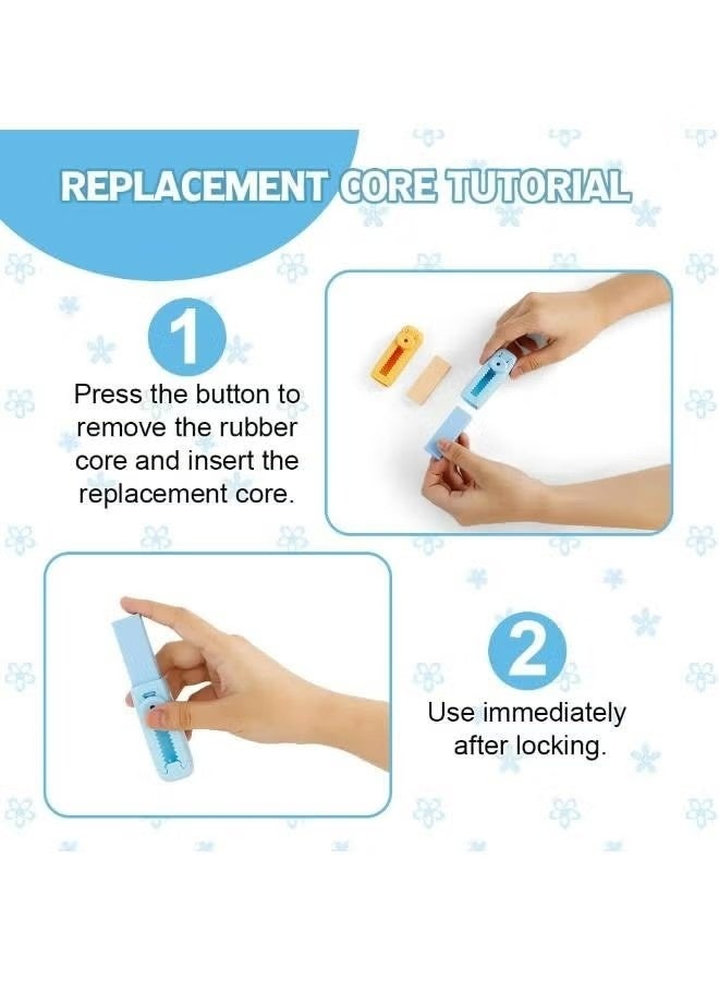 ممحاة أقلام رصاص قابلة للسحب من 8 قطع - 4 ألوان لطيفة بتصميم ديناميكي للدفع والسحب، تتضمن 4 ممحاة قابلة للتمدد و4 ممحاة قابلة لإعادة التعبئة للطلاب والمبدعين - Image 5