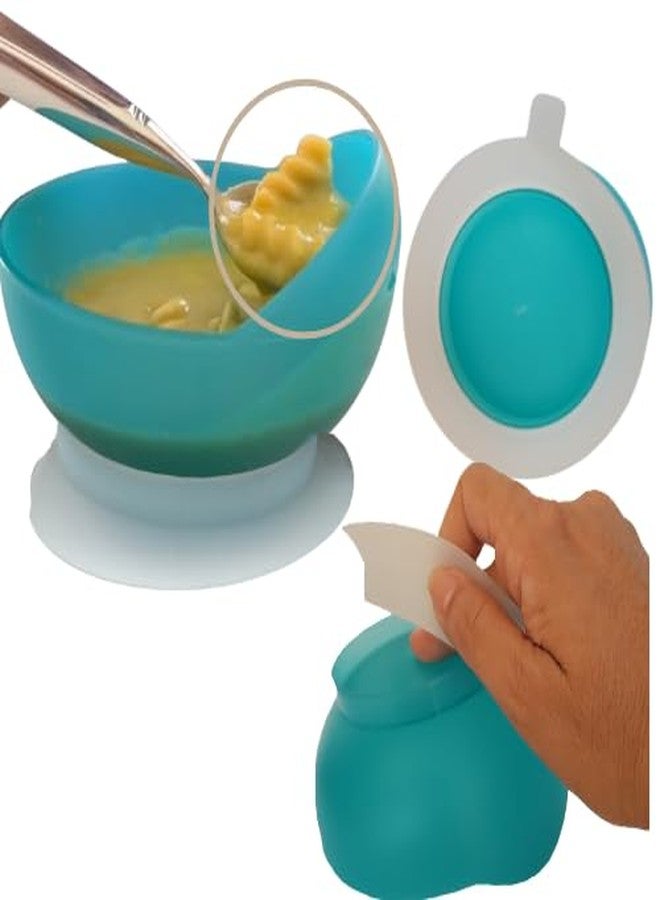 ADAPTIVE UTENSILS High-Low Scoop Bowl with Suction Base | Self-Feeding Bowl for Elderly | Dish for Adults with Special Needs from Parkinsons, Dementia, Stroke or Tremors - Image 1