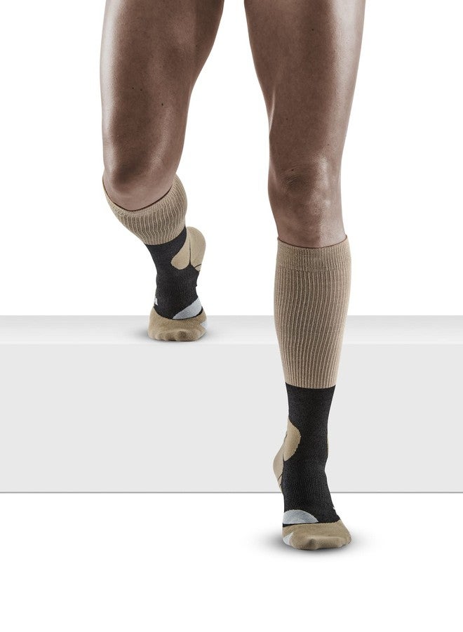 سي إي بي جوارب ضغط طويلة للمشي لمسافات طويلة من صوف ميرينو من سي إي بي، لون رملي/رمادي، للنساء، مقاس II - Image 4