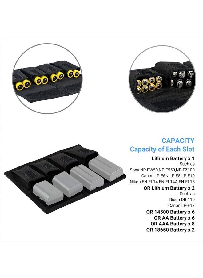 JJC (6 Pockets) Camera Battery and SD Card Pouch Holder for 18650 x 8, AA, LP-E6N LP-E6NH LP-E17 EN-EL14 EN-EL15 NP-FW50 NP-FZ100 NP-W126S Battery,Suitable for Canon M50 Mark II 5DM4 6DM2 80D Sony A7R IV - Image 3