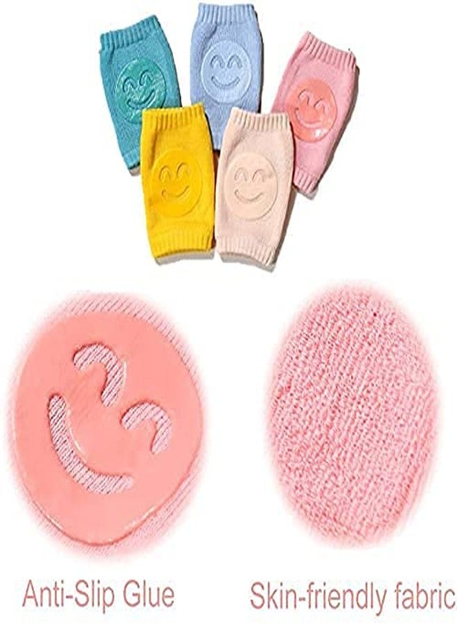 RIVUGJA Smiley Baby Knee Pads for Crawling, Elbow Safety Protector, Stretchable Anti-Slip Padded Elastic Soft Cotton Breathable Comfortable Cap Leg Warmer Support Protector Kneecap for Kids - Image 2