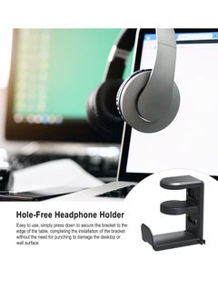 Bukela Headphone Hook Holder Hanger Mount, Headphones Stand with Adjustable and Rotating Arm Clamp, Under Desk Design, Universal Fit, Built in Cable Clip,Rotating Headphone Stand, Gaming Headset Stand, Adjustable Clamp-on Headphone Holder, Headphone Hanger Hook Under Desk with 360 Degree Swivel&Cable Clip Organizer ,  Black  - Image 3
