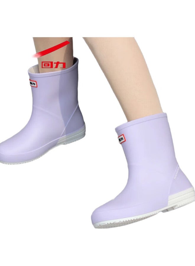 Warrior Rain Boots For Women, Fashionable Adult Mid-Calf Waterproof Rubber Shoes Hxlo13 Purple 41 - Image 2