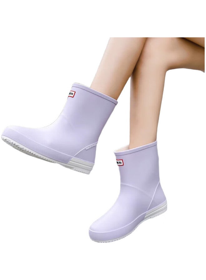Warrior Rain Boots For Women, Fashionable Adult Mid-Calf Waterproof Rubber Shoes Hxlo13 Purple 41 - Image 3