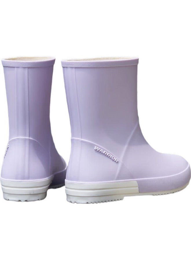 Warrior Rain Boots For Women, Fashionable Adult Mid-Calf Waterproof Rubber Shoes Hxlo13 Purple 41 - Image 1