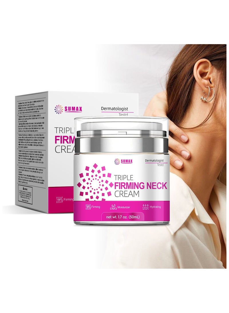 SUMAX Neck Firming Cream - Natural Anti-Aging Facial Moisturizer with Retinol Collagen & Hyaluronic Acid - Day & Night Anti-Wrinkle Cream - Firming, Hydrating Face Cream - Image 1