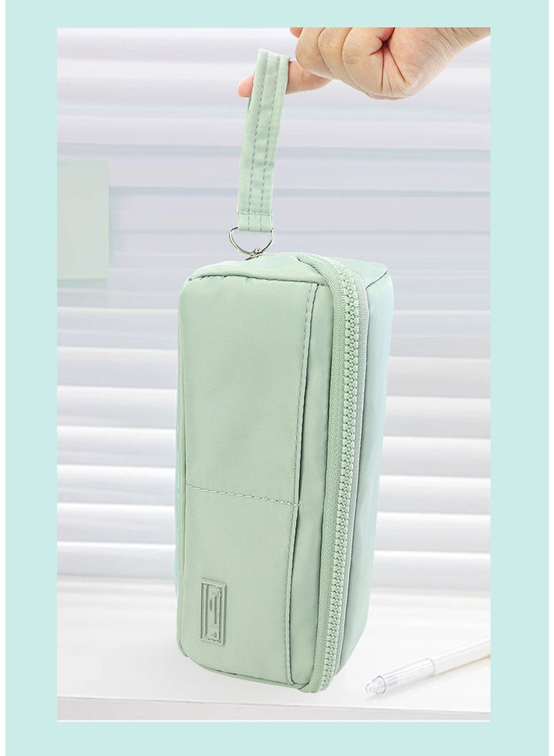 Big Capacity Large Pencil Case School Students Pen Pouch Stationery Bag With 8 Slots Green - Image 3